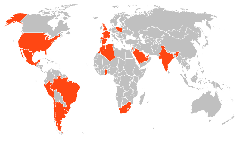 Mapa presencia SIT mundo
